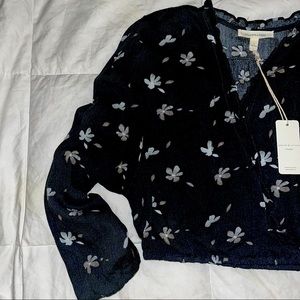 Floral Blouse - Dark Grey x White
